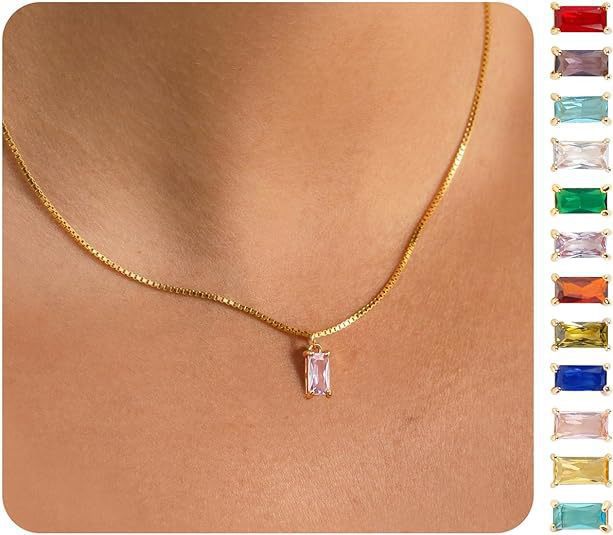 Gold-Plated Imitation Gold December Birthstone Birthstone Pendant Necklace