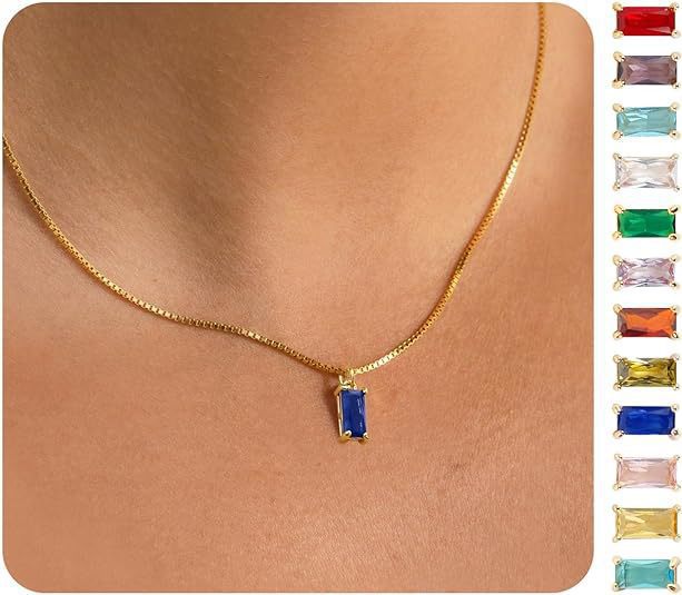 Gold-Plated Imitation Gold December Birthstone Birthstone Pendant Necklace