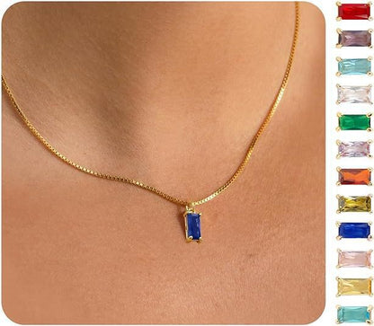 Gold-Plated Imitation Gold December Birthstone Birthstone Pendant Necklace