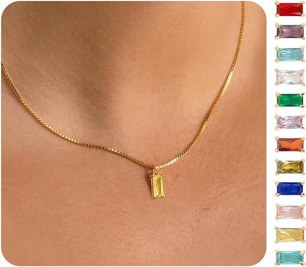 Gold-Plated Imitation Gold December Birthstone Birthstone Pendant Necklace
