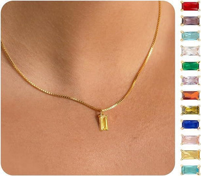 Gold-Plated Imitation Gold December Birthstone Birthstone Pendant Necklace