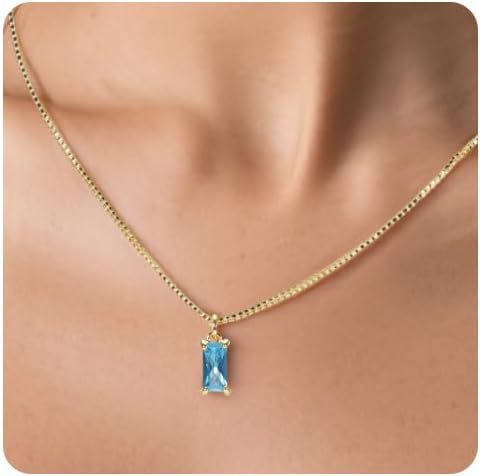 Gold-Plated Imitation Gold December Birthstone Birthstone Pendant Necklace