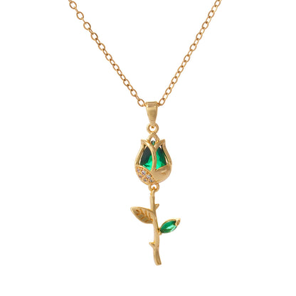 Gold Plated Tulip Cat Eye Necklace