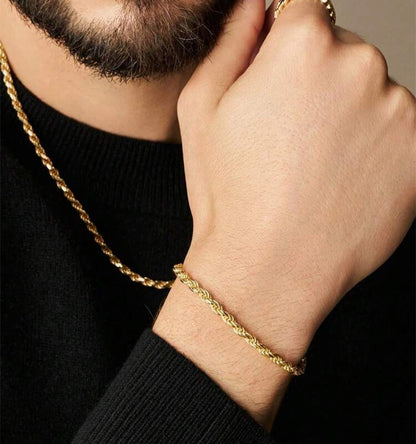 Gold Plated Twist Chain Necklace Bracelet