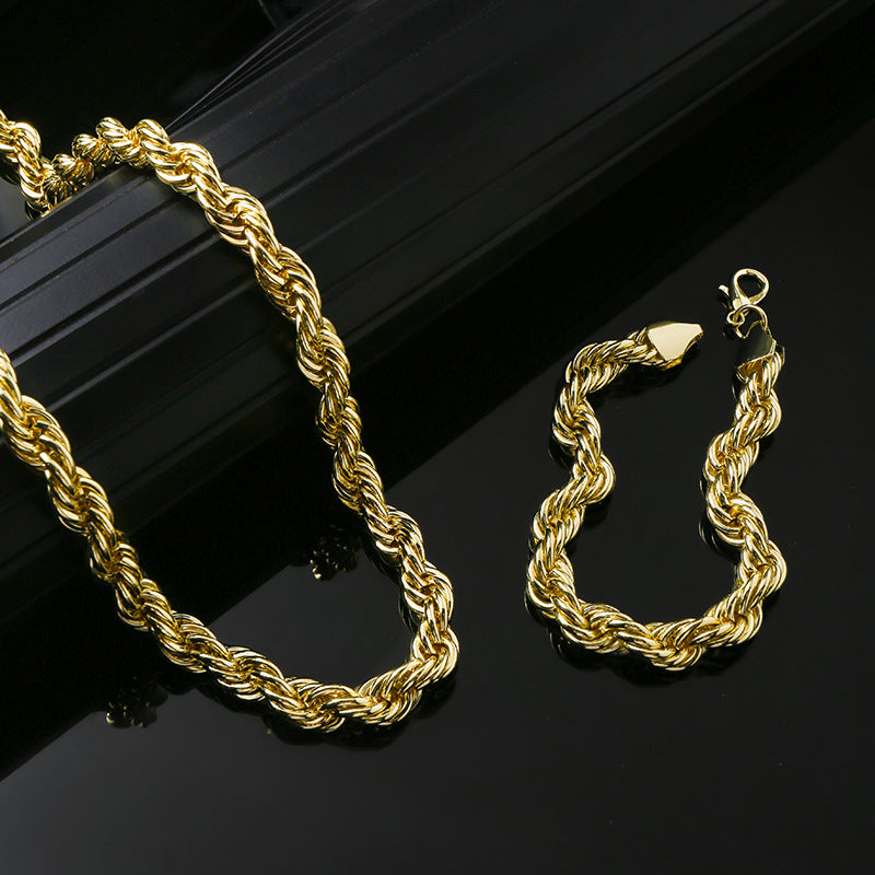 Gold Plated Twist Chain Necklace Bracelet