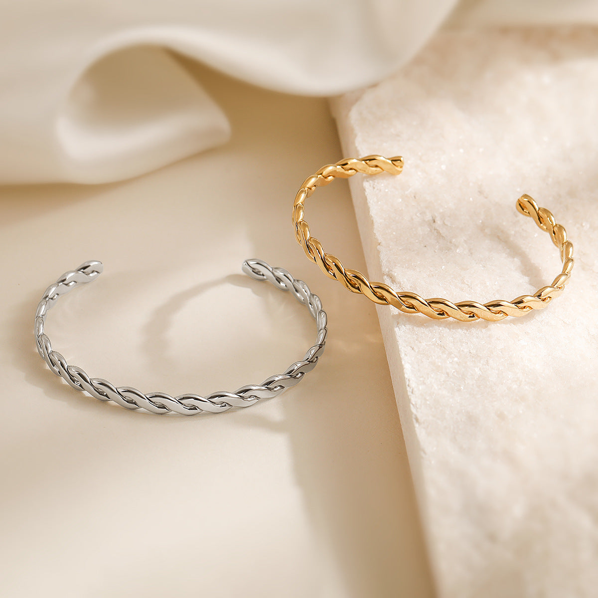 Gold Plated Twist Stainless Steel Bracelet