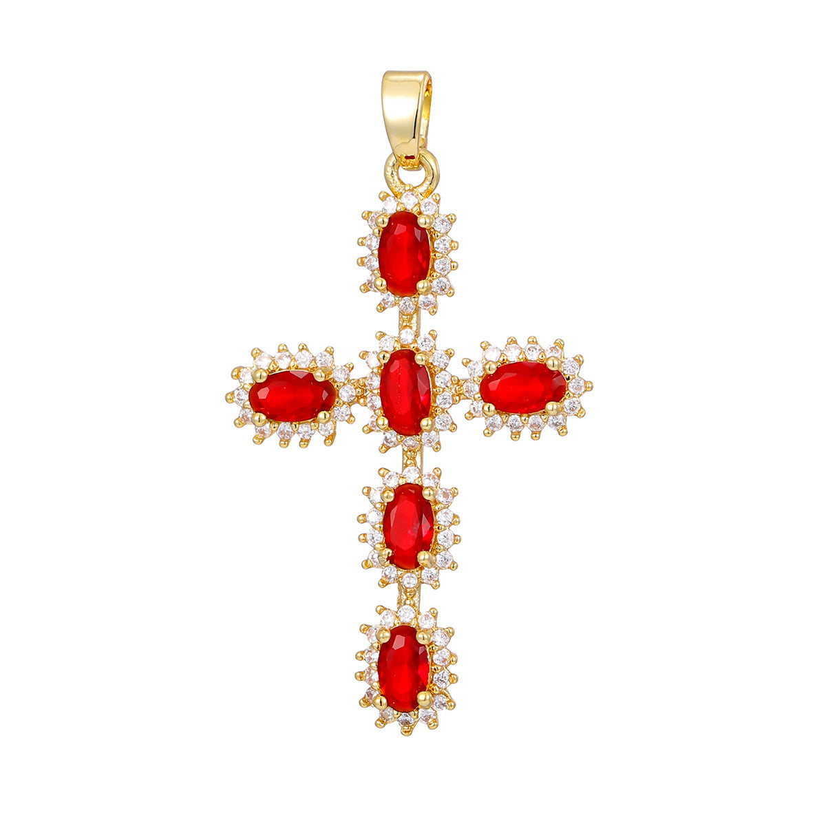 Gold Plated Zircon Cross Pendant Necklace