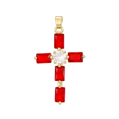 Gold Plated Zircon Cross Pendant Necklace