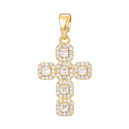 Gold Plated Zircon Cross Pendant Necklace
