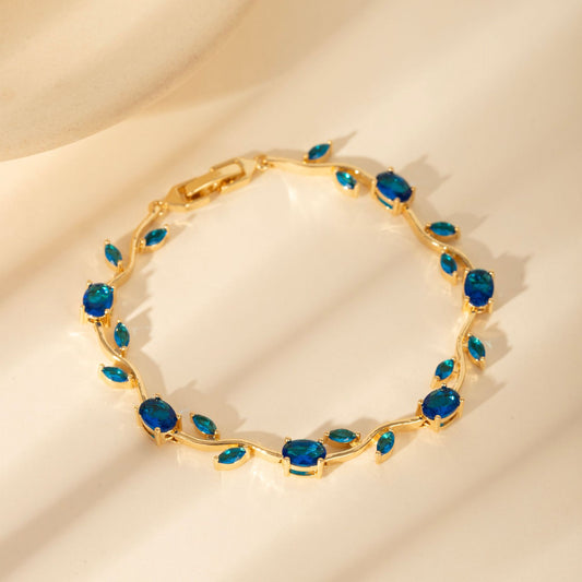 Gold Plated Zircon Leaf Bracelet
