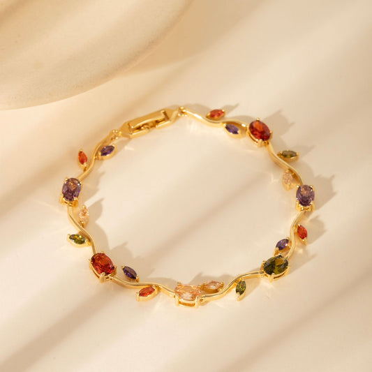 Gold Plated Zircon Leaf Bracelet