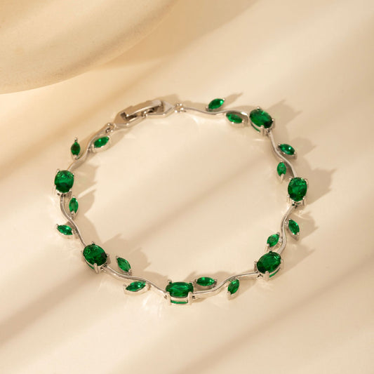Gold Plated Zircon Leaf Bracelet