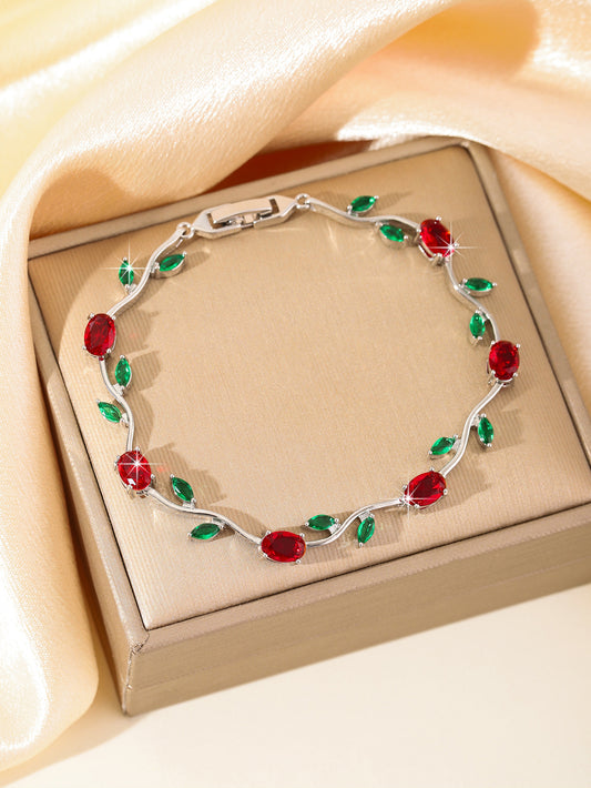 Gold Plated Zircon Leaf Bracelet