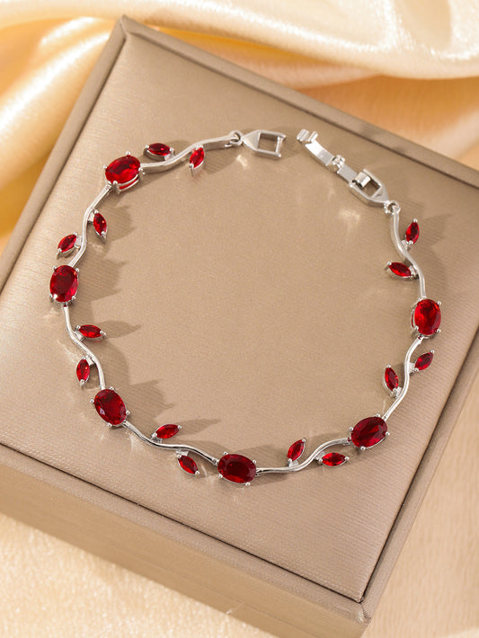 Gold Plated Zircon Leaf Bracelet
