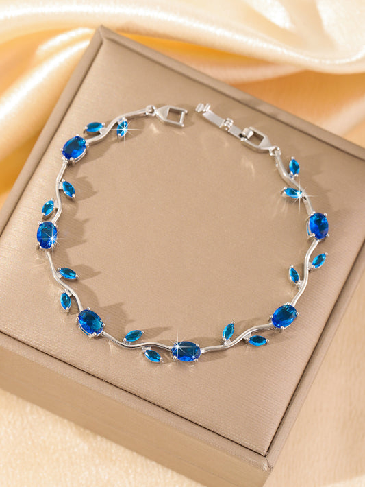Gold Plated Zircon Leaf Bracelet