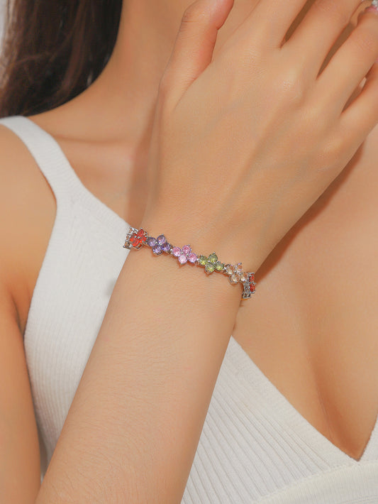 Gold Plated Zircon Leaf Bracelet