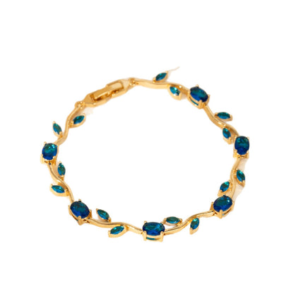 Gold Plated Zircon Leaf Bracelet
