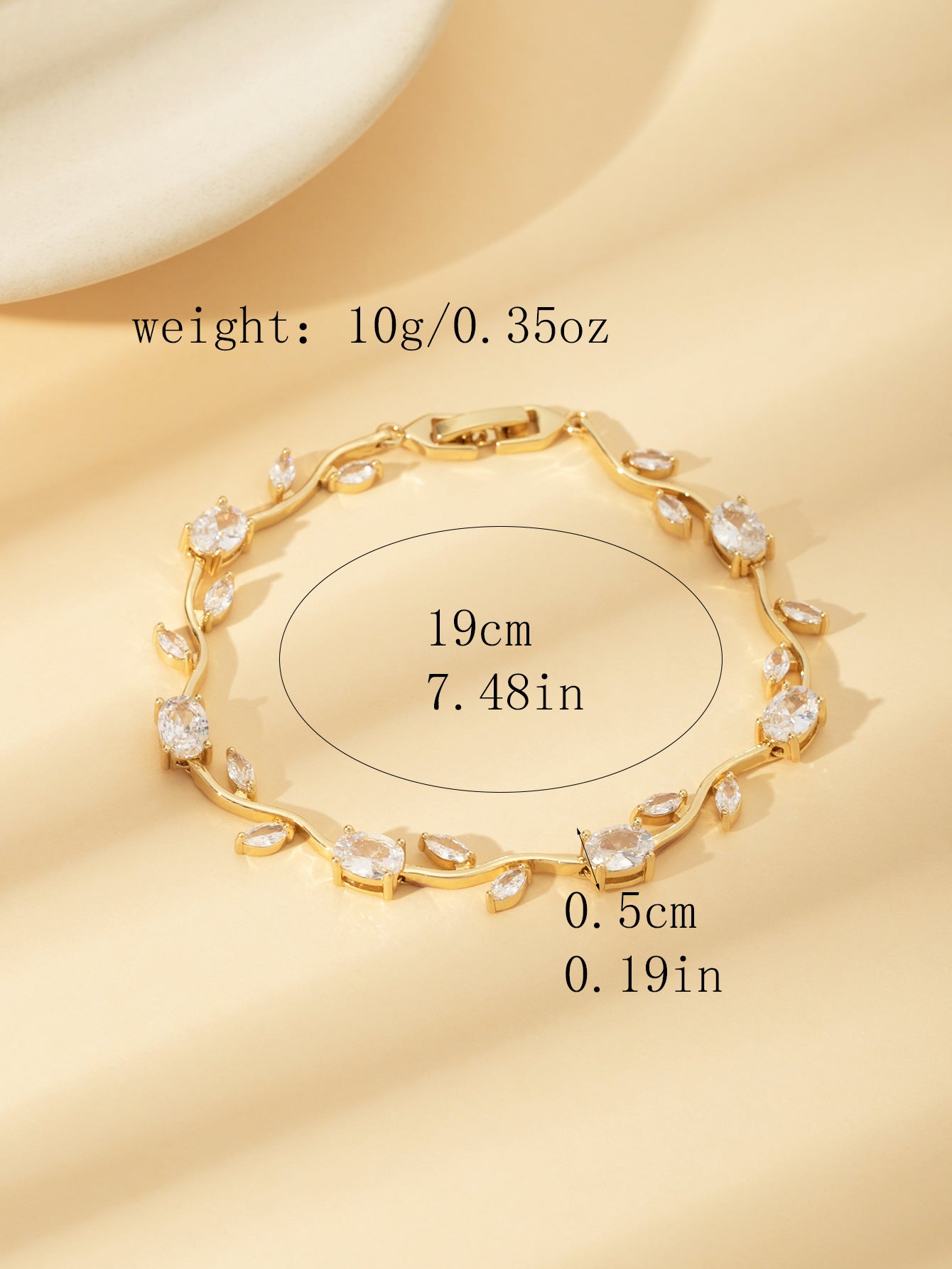 Gold Plated Zircon Leaf Bracelet