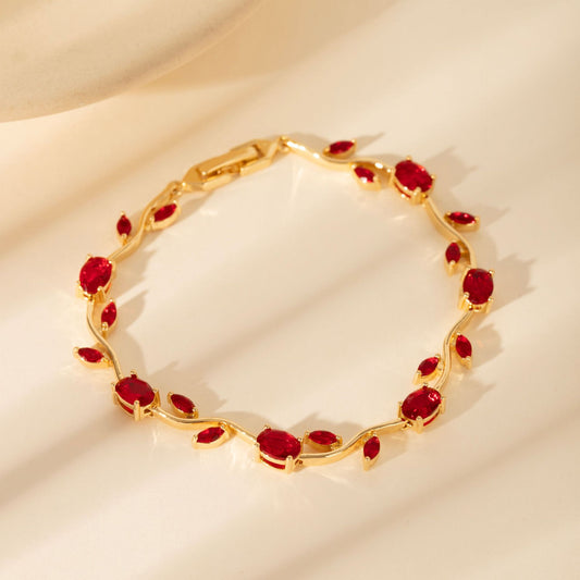 Gold Plated Zircon Leaf Bracelet