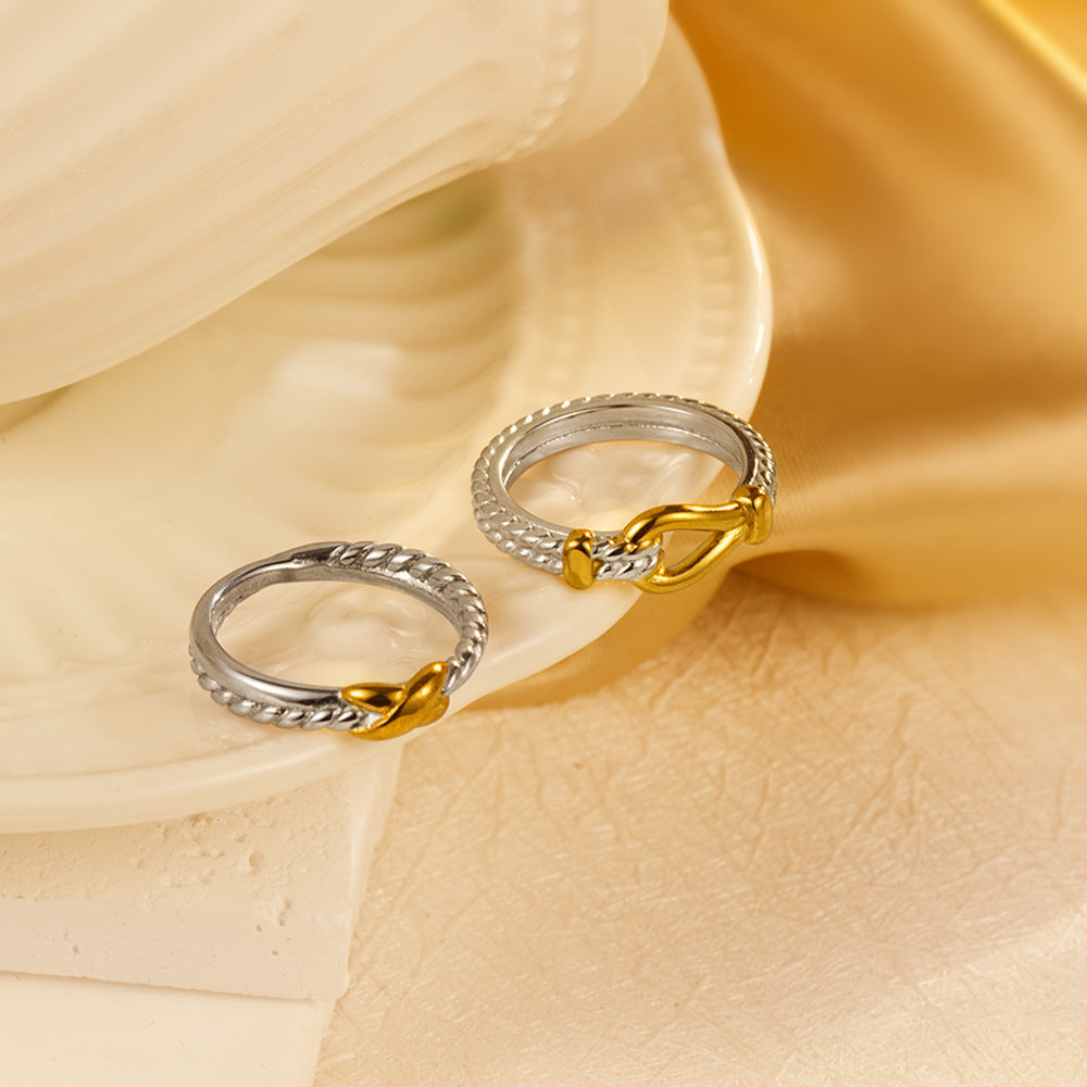 Gold PVD Plated Cross Braided Ring