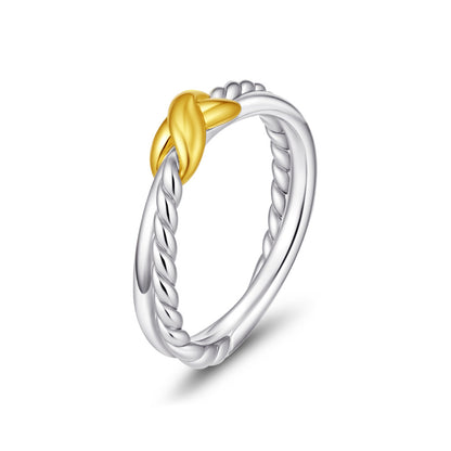 Gold PVD Plated Cross Braided Ring