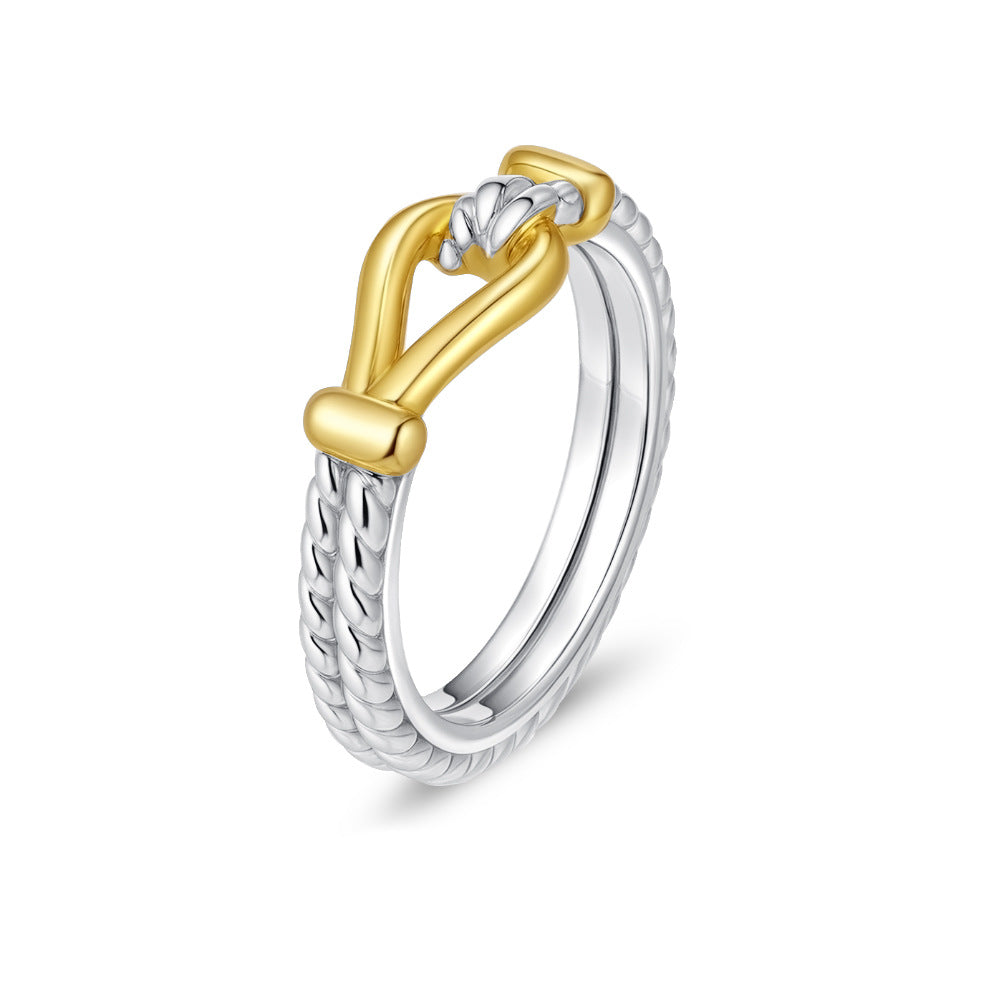 Gold PVD Plated Cross Braided Ring
