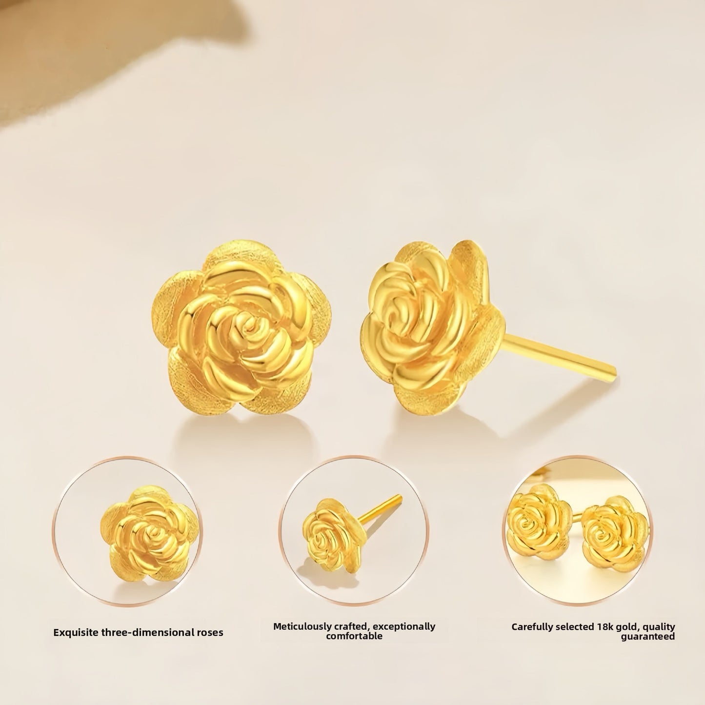 Gold Rose Earrings