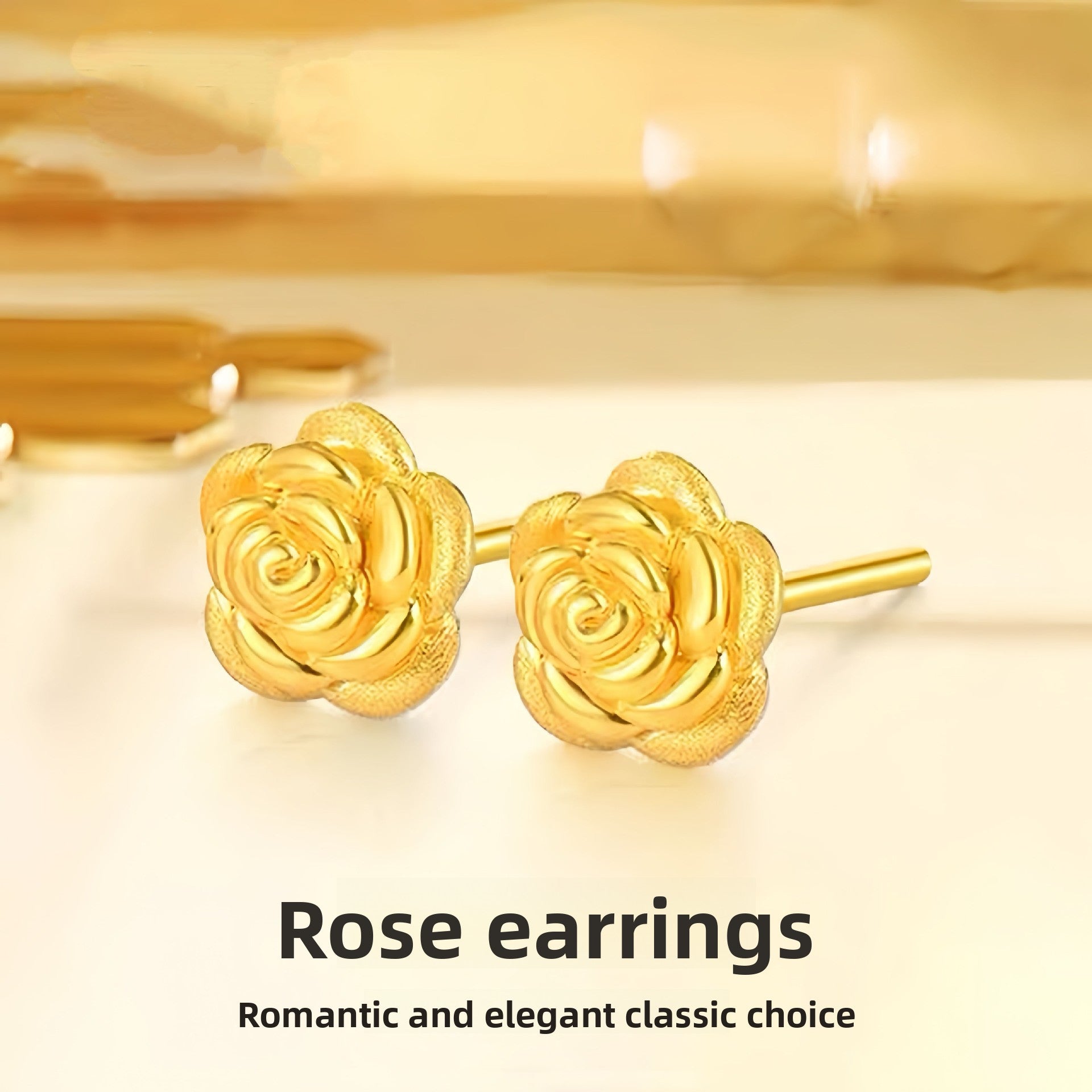 Gold Rose Earrings