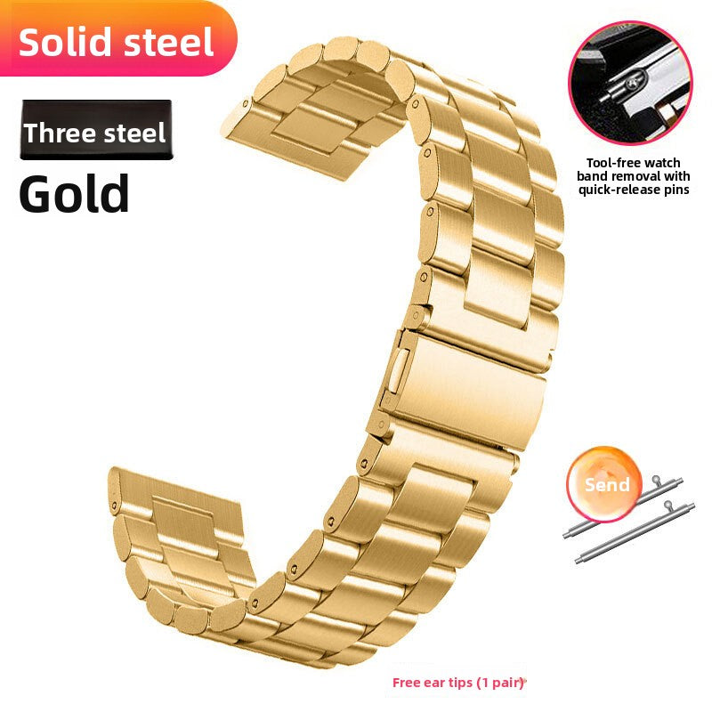 Gold stainless steel watch strap is