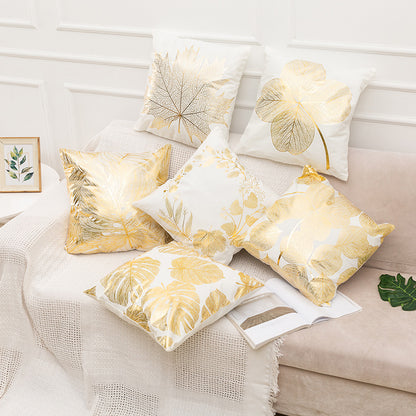 Gold-stamped throw pillow cover