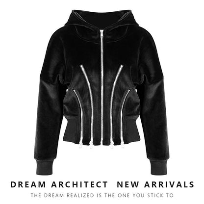 Gold Velvet Hooded Sweatshirt