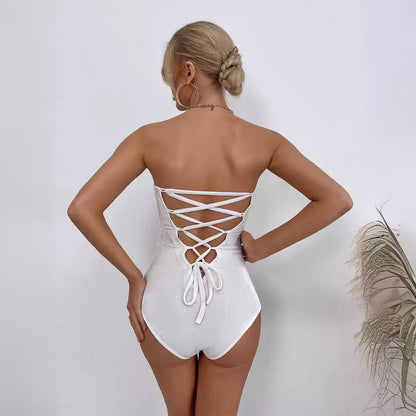 Gold velvet strapless one-piece dress