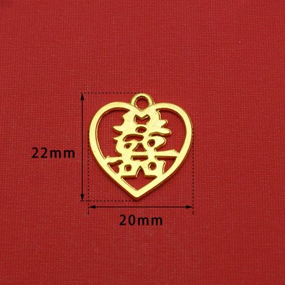 Gold Wedding Double Happiness Alloy Pendant