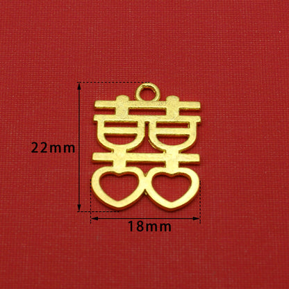 Gold Wedding Double Happiness Alloy Pendant