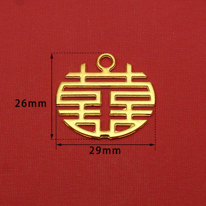 Gold Wedding Double Happiness Alloy Pendant