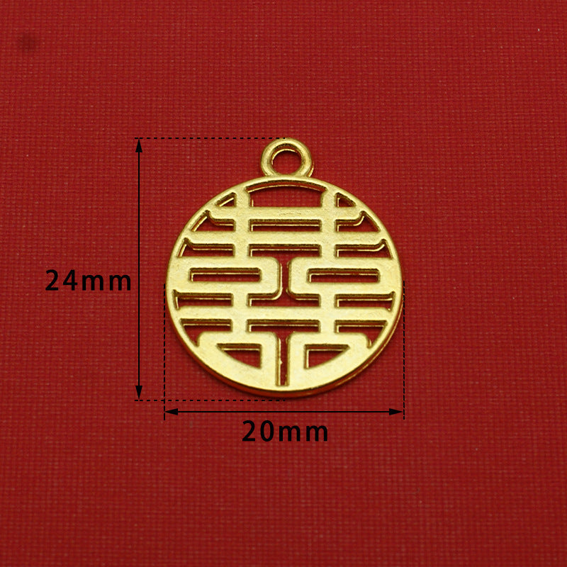 Gold Wedding Double Happiness Alloy Pendant