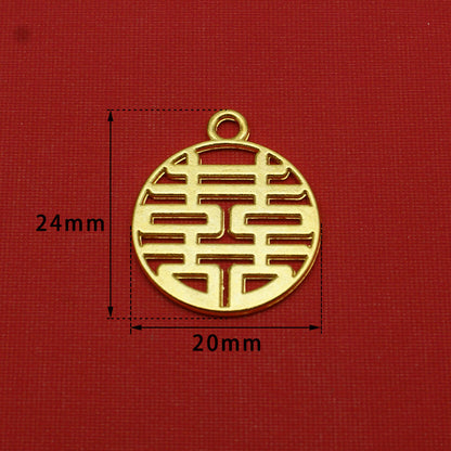 Gold Wedding Double Happiness Alloy Pendant
