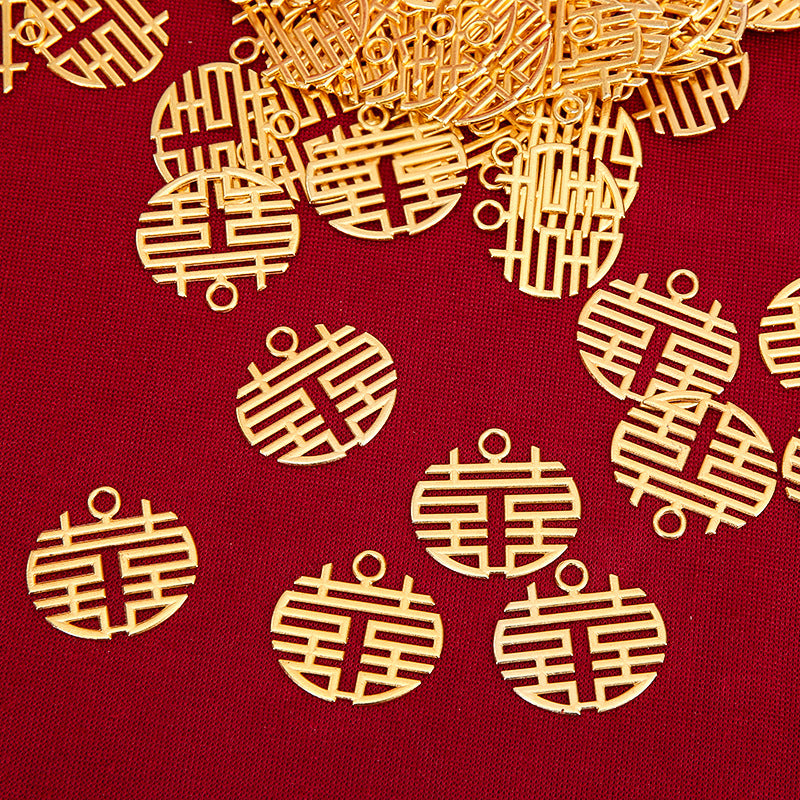 Gold Wedding Double Happiness Alloy Pendant
