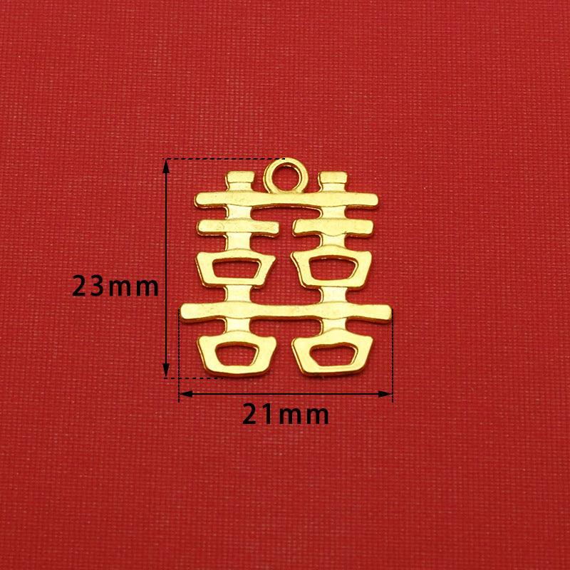 Gold Wedding Double Happiness Alloy Pendant