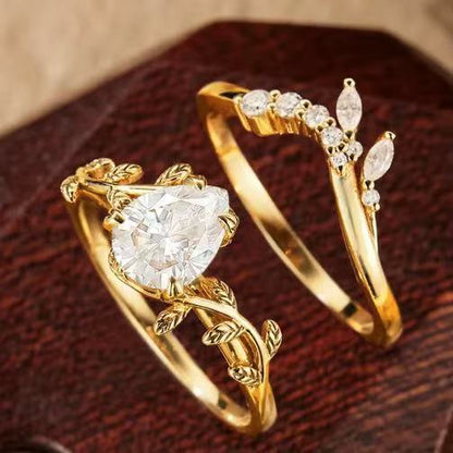 Gold Wheat Ear Zircon Ring