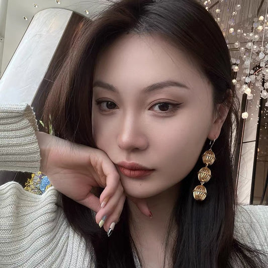 Golden Lantern Metal Earrings
