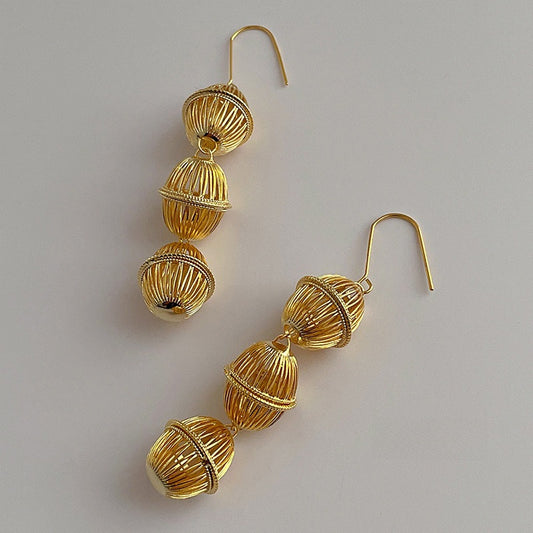 Golden Lantern Metal Earrings