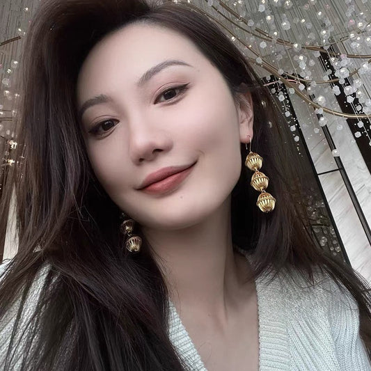 Golden Lantern Metal Earrings
