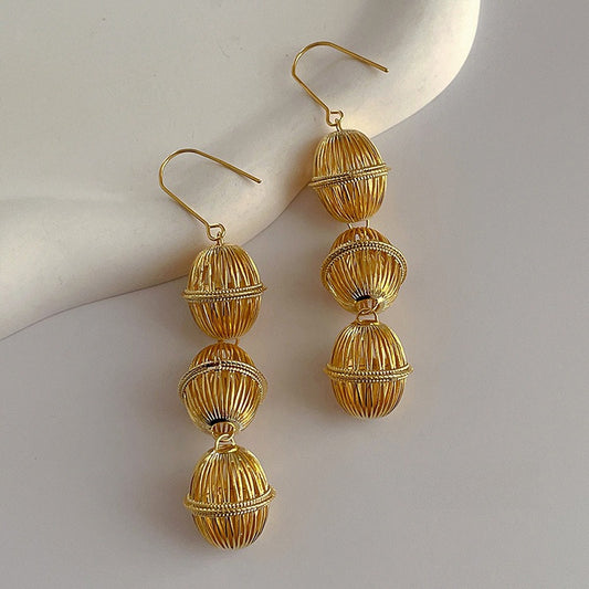 Golden Lantern Metal Earrings