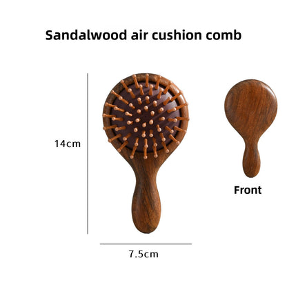 Golden Silk Rosewood Cute Cat-Face Round Comb Made of Solid Wood