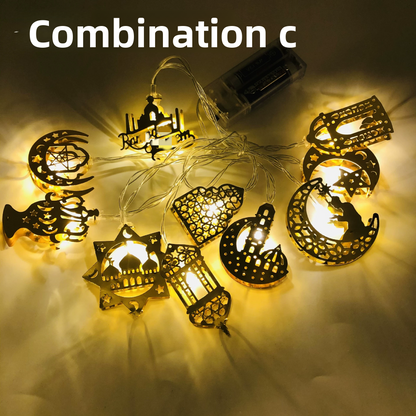 Golden Star Moon Castle LED String Lights Arabic Style