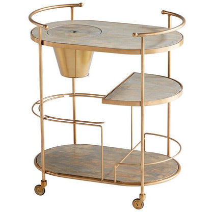 Golden Wrought Iron Bar Cart with Marble Top