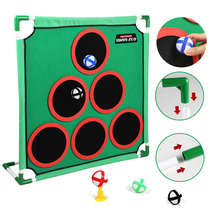 Golf game pad with target and stand
