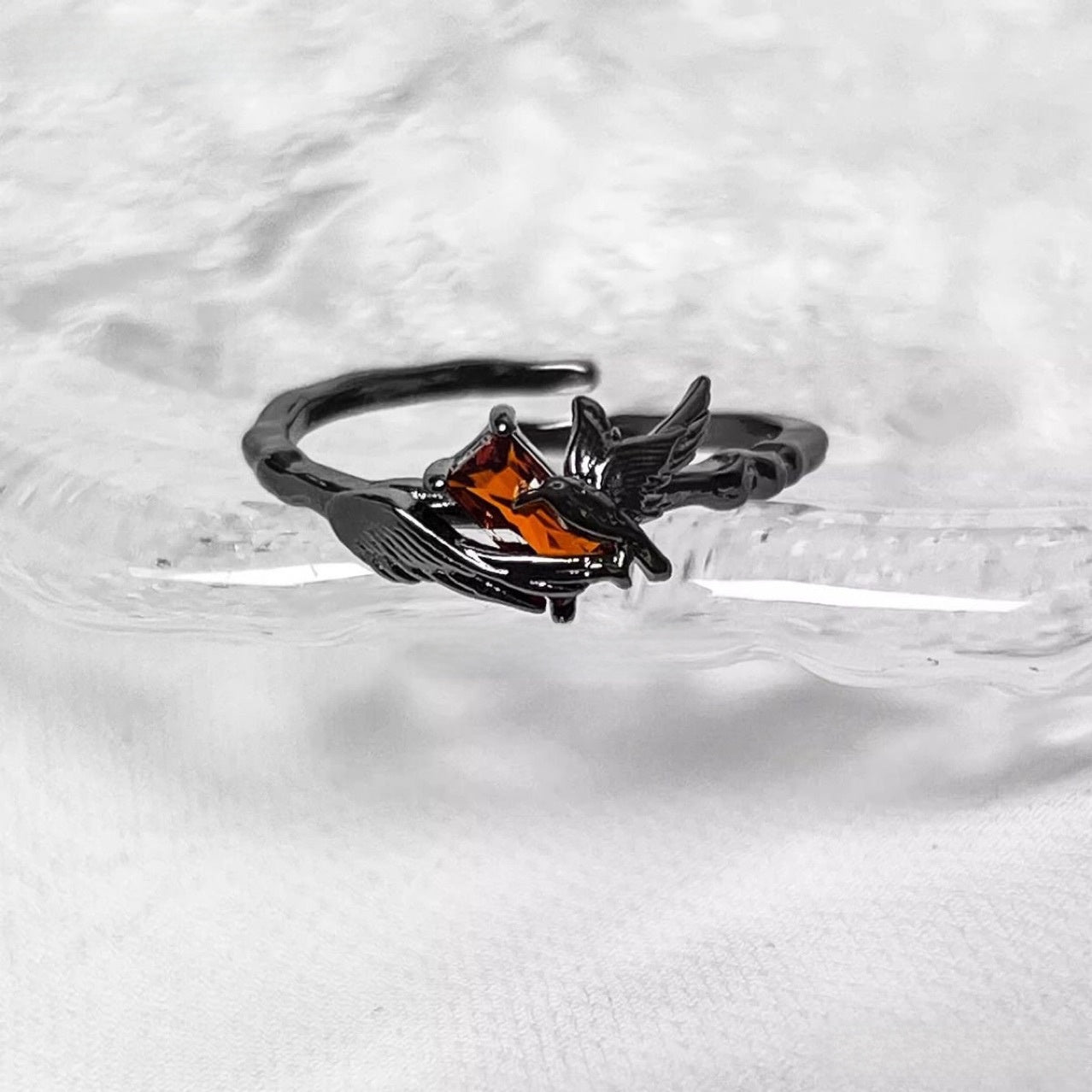 Gothic Adjustable Crow Ring
