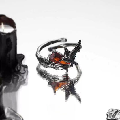 Gothic Adjustable Crow Ring